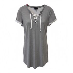 Fifteen Twenty grey striped lace up dress, large